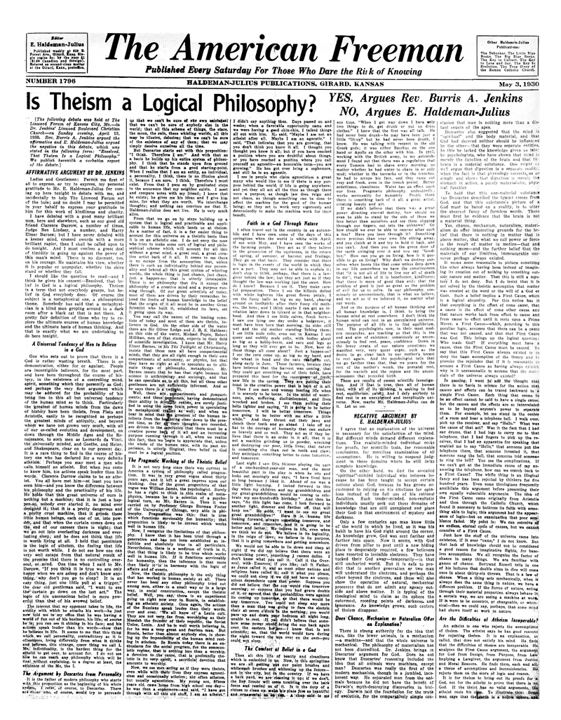 The American Freeman, Number 1796, May 3, 1930.